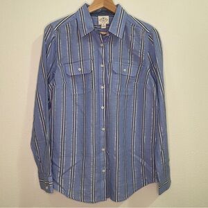 St. John’s Bay Long Sleeve Button Up Shirt - Blue Lurex Stripe